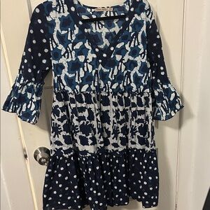 Fun flowy Blue and White summer Dress